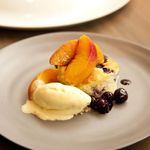 Roasted peaches, blueberry pound cake and sweet corn ice cream from Nougatine